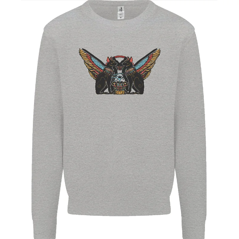 Weekend Deal retro sports hoodieAncient Egypt Winged Cats Eye of Horus Mens Sweatshirt Jumper