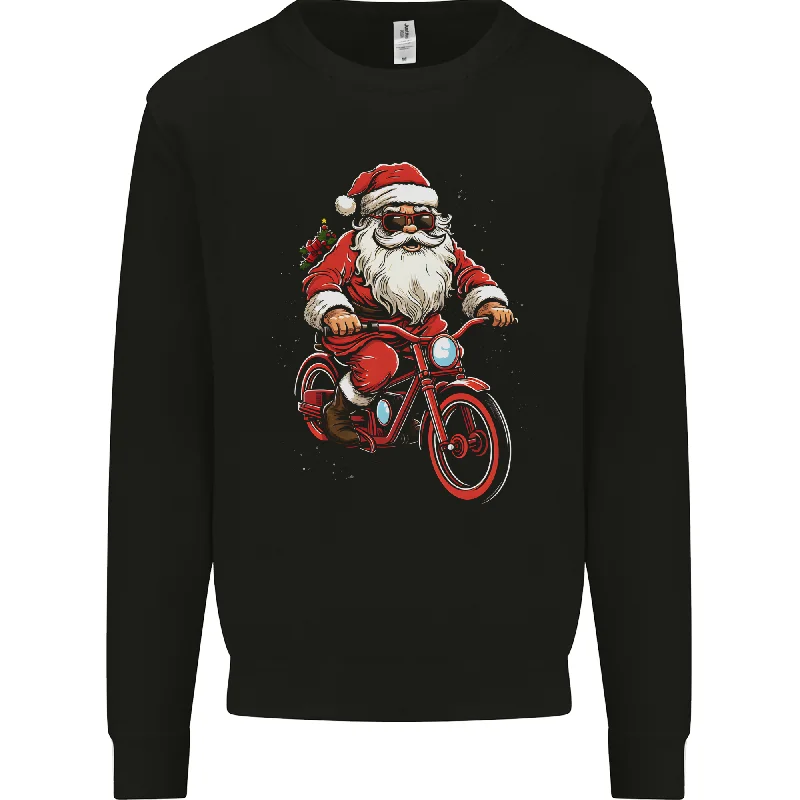 Steals and Deals Christmas Cycling Santa Claus Bicycle Mens Sweatshirt Jumper