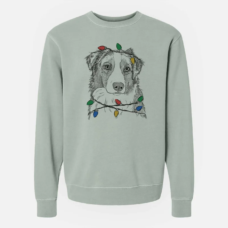 Lowest Prices Christmas Lights Ginger the Australian Shepherd - Unisex Pigment Dyed Crew Sweatshirt
