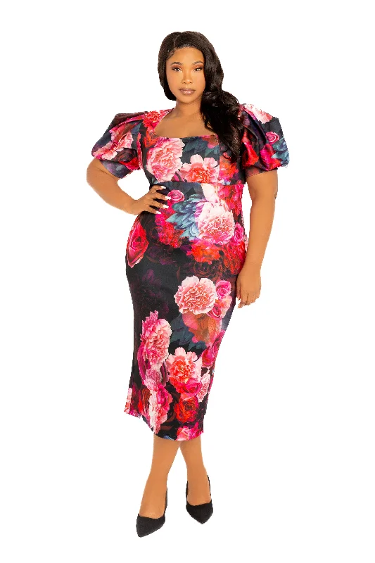 Great Deals layered dressFloral Scuba Midi Dress
