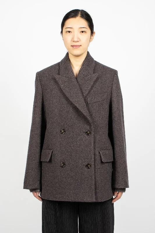 Huge Savings outdoor coatDouble Breasted Jacket Brown Melange