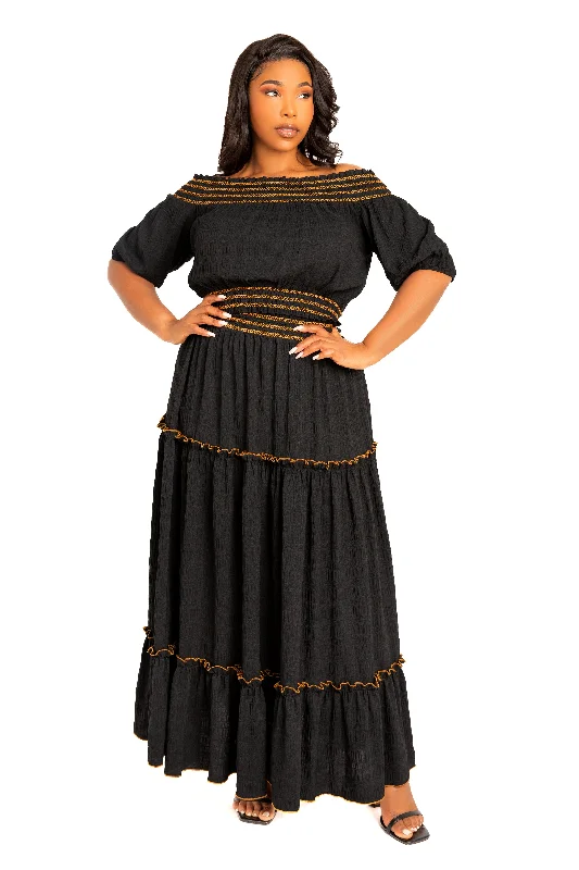 Take Advantage boho-chic dressSmocking Top and Skirt Set