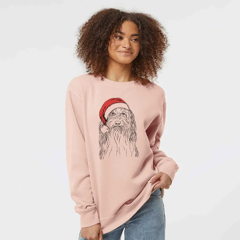 Factory Direct Sale Santa Murray the Bearded Collie - Unisex Pigment Dyed Crew Sweatshirt