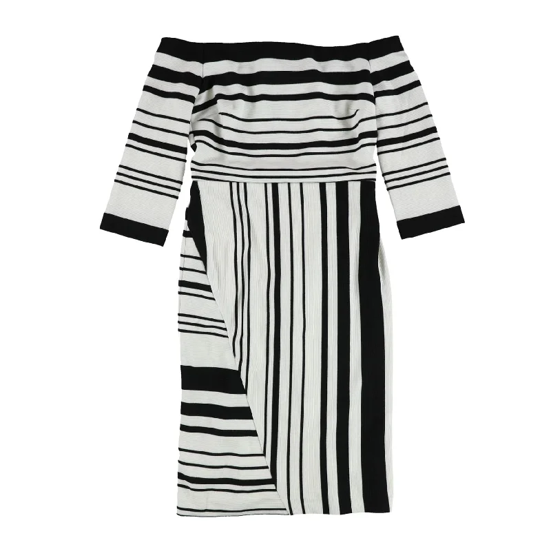 casual knit dressBar Iii Womens Striped A-Line Bodycon Dress