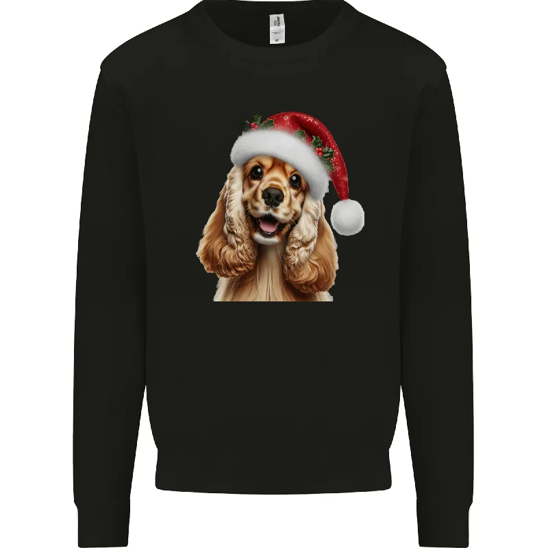 Price Cut Christmas Cocker Spaniel Xmas Hat Dog Mens Sweatshirt Jumper