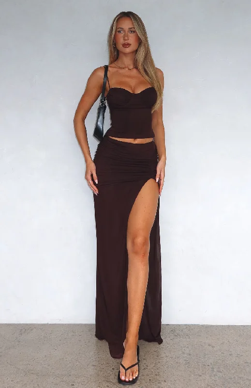 Weekend Deal warm outerwearSomething Feels Off Maxi Skirt Chocolate