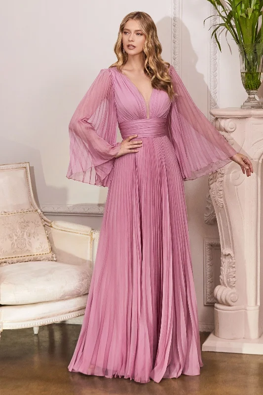 Price Buster sophisticated dressPleated Chiffon Deep V-Neck Long Sleeves Open Back Long Prom & Bridesmaid Dress CDCD242 Price Buster sophisticated dressPleated Chiffon Deep V-Neck Long Sleeves Open Back Long Prom & Bridesmaid Dress CDCD242