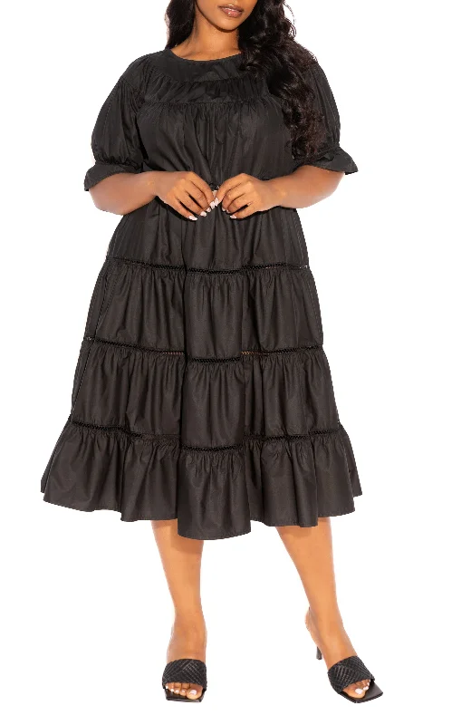 Discount Mania flowy evening dressTiered Poplin Dress