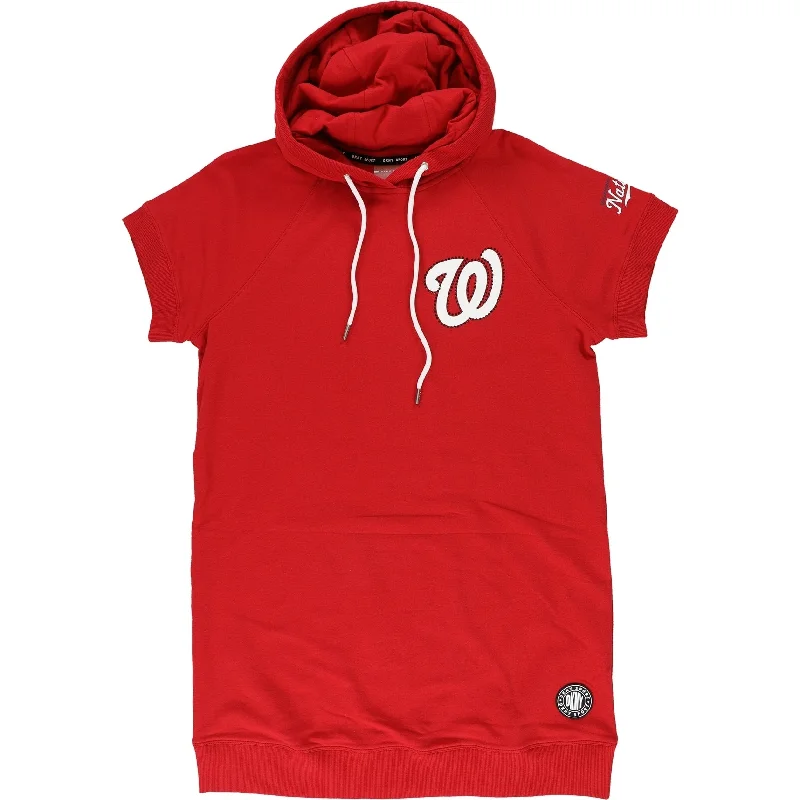 Closeout Sale floral dressDKNY Womens Washington Nationals Hoodie Shirt Dress, Red, Small