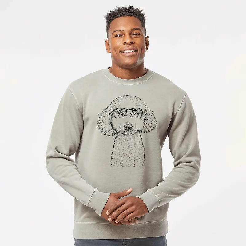 Sneak Peek Sale Aviator Guinness the Toy Poodle Mix - Unisex Pigment Dyed Crew Sweatshirt