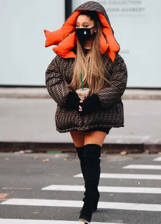 Seasonal Sale trendy jacketAriana Grande Singer Reversible Puffer Jacket