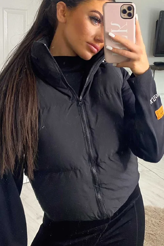 Overstock lightweight winter coatCrop Gilet Bodywarmer Black