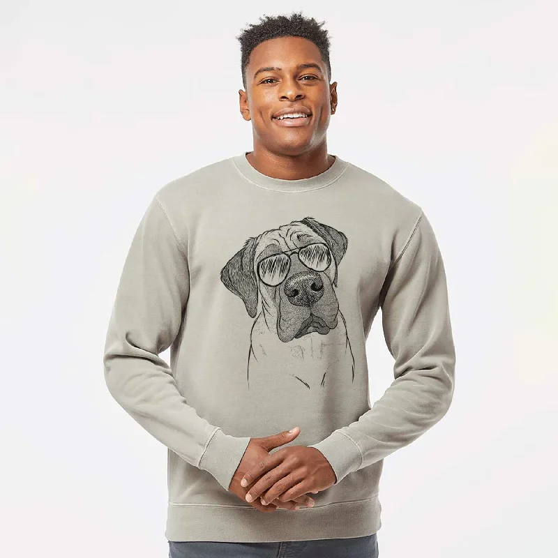 Daily Specials Aviator Nutterbutter the English Mastiff - Unisex Pigment Dyed Crew Sweatshirt