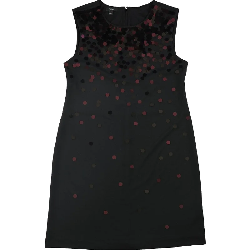 Sneak Peek Sale lace-up dressAlfani Womens Pailette Shift Dress, Black, 14W