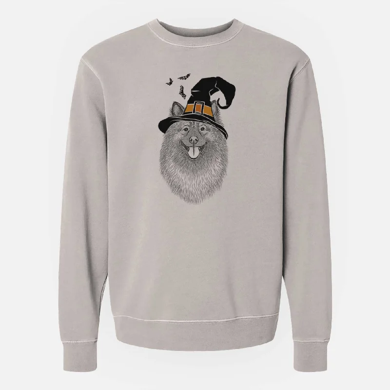 Price Reduction Witch Kai the Keeshond - Unisex Pigment Dyed Crew Sweatshirt