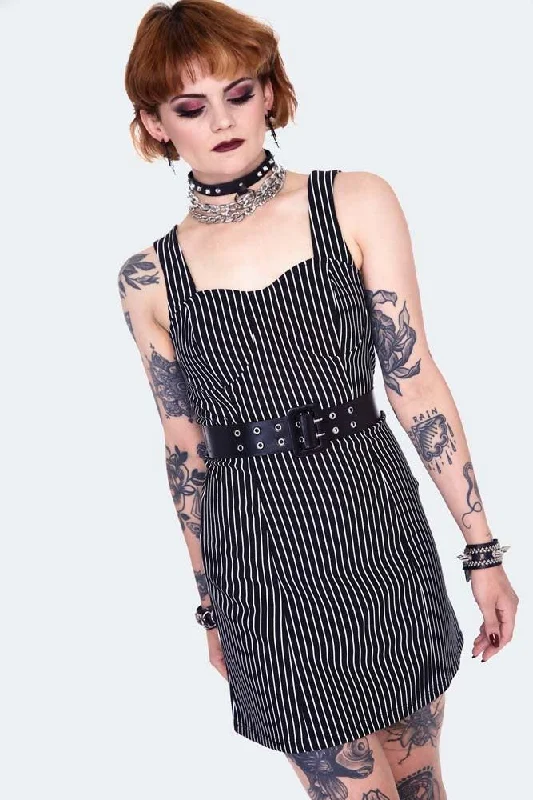 Unmissable Offer knit dressPinstripe Bodycre Dress With Waist Belt