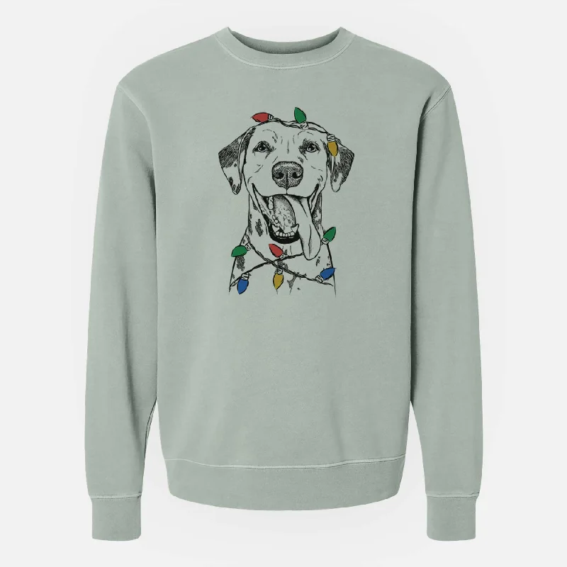 Season Finale Sale Christmas Lights Hydro the Dalmatian - Unisex Pigment Dyed Crew Sweatshirt