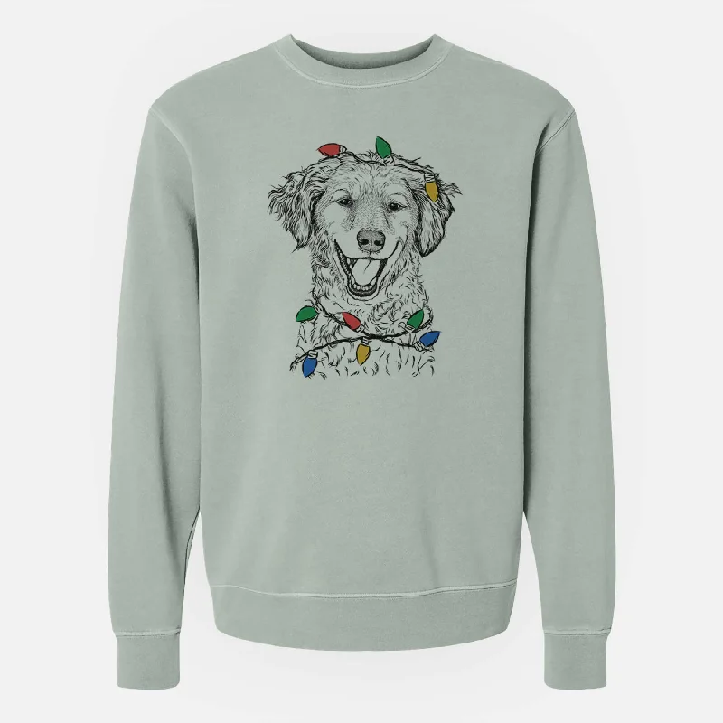 Low Prices Christmas Lights Happy Otis the Miniature Goldendoodle - Unisex Pigment Dyed Crew Sweatshirt