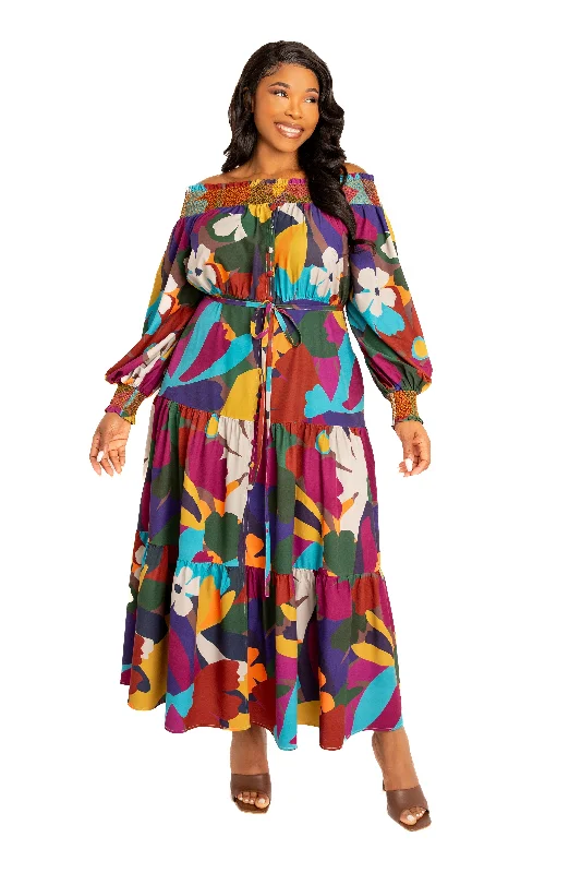 Sale Event backless dressFloral Smocked Off Shoulder Dress