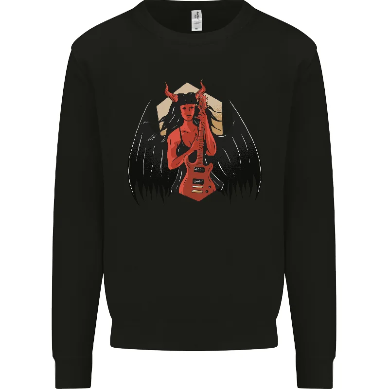 Price Cut Devil Woman Guitar Death Heavy Metal Rock Mens Sweatshirt Jumper