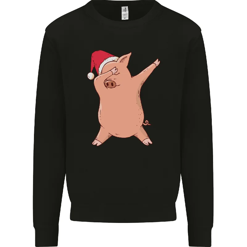 Take Advantage Christmas Dabbing Pig Wearing an Xmas Hat Mens Sweatshirt Jumper