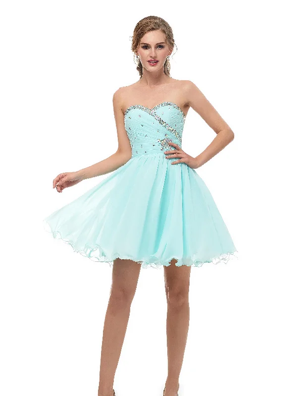 party dressSweetheart Sleeveless Chiffon Short Homecoming Dresses With Beading AS16670