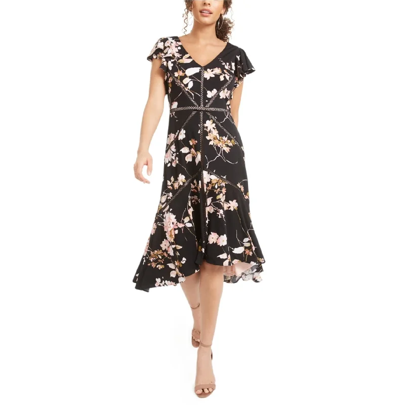 Value Deals floral dressTaylor Womens Floral Midi Dress, Black, 2
