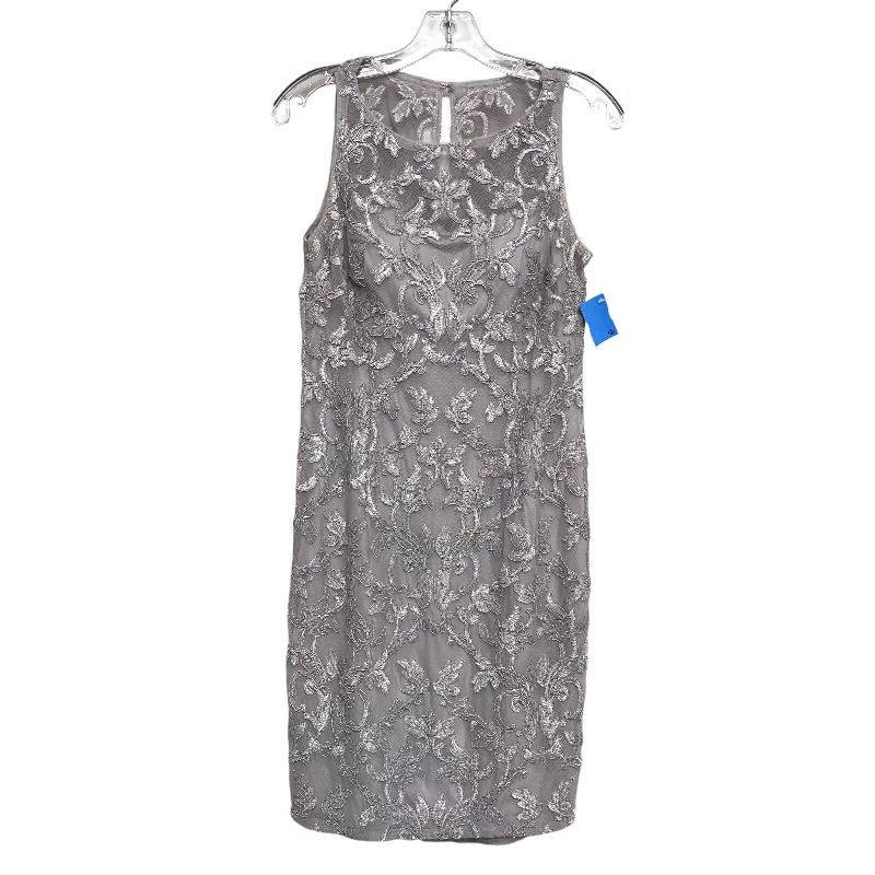 Deep Discounts elegant dressDress Party Midi By Adrianna Papell In Grey, Size:M