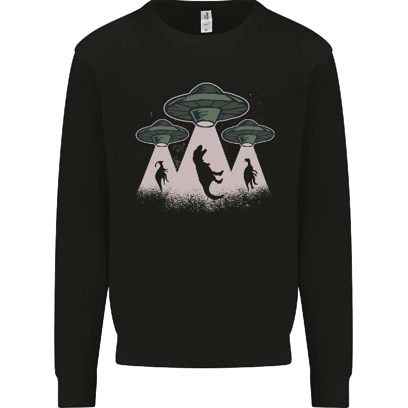 Year-End Clearance Dinosaur Abduction Funny Alien T-Rex UFO Mens Sweatshirt Jumper