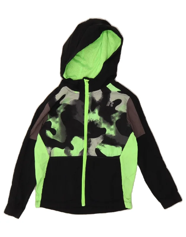 Inventory Reduction RUSSELL ATHLETIC Boys Zip Hoodie Sweater 6-7 Years Small  Black