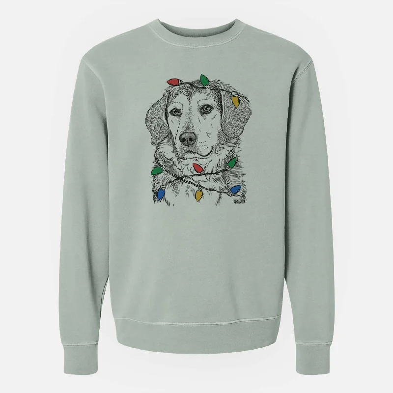Super Savings Christmas Lights Gunner the Beagle Mix - Unisex Pigment Dyed Crew Sweatshirt