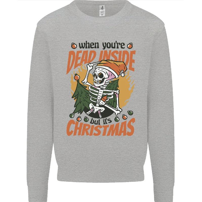 Act Now Dead Inside at Christmas Xmas Skull Mens Sweatshirt Jumper