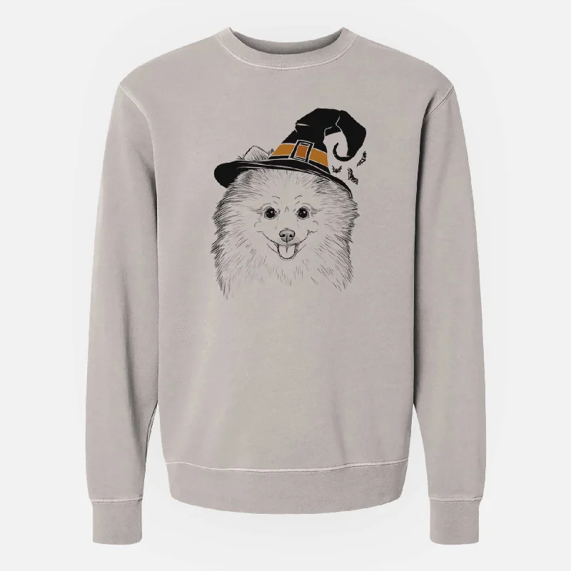 trendy fitness sweatshirtWitch Piper Jo the Pomeranian - Unisex Pigment Dyed Crew Sweatshirt