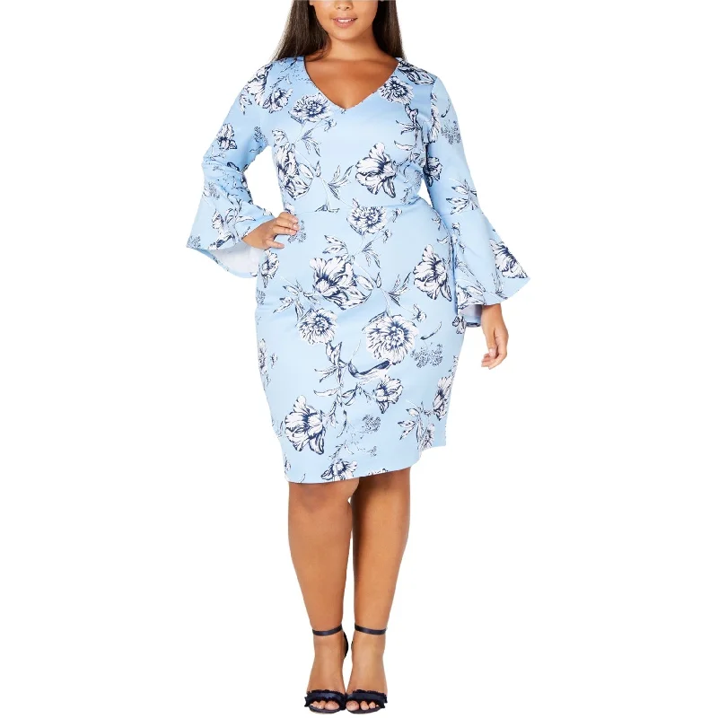 Big Discounts fitted dressLove Squared Womens Angel Sleeve Sheath Dress, Blue, 2X
