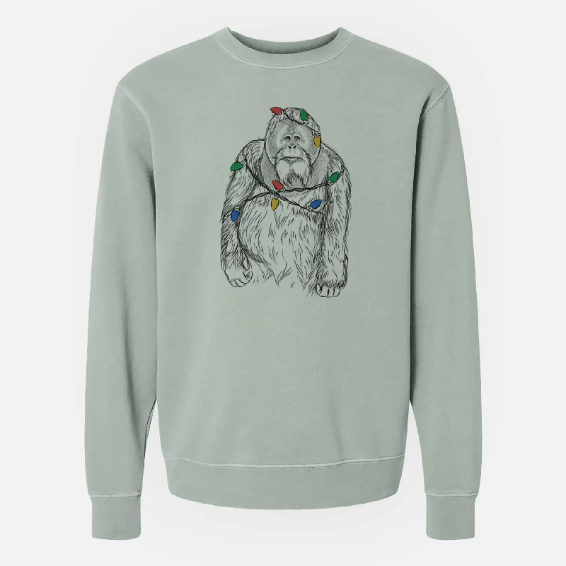 Discount Days Christmas Lights Horace the Male Orangutan - Unisex Pigment Dyed Crew Sweatshirt