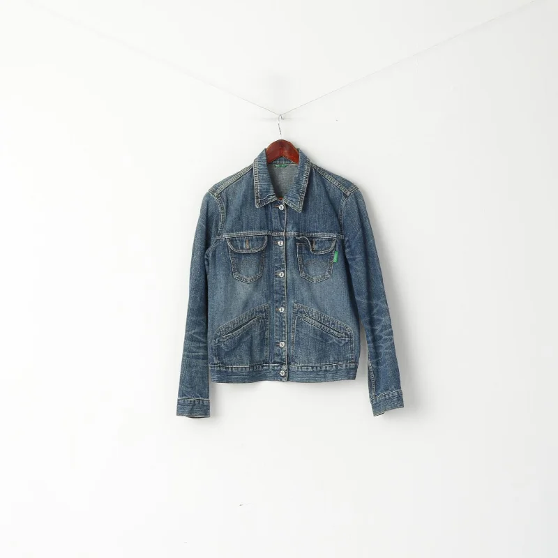 Big Discounts warm outerwearUnited Colors Of Benetton Women M Jacket Blue Denim Jeans Cotton Top