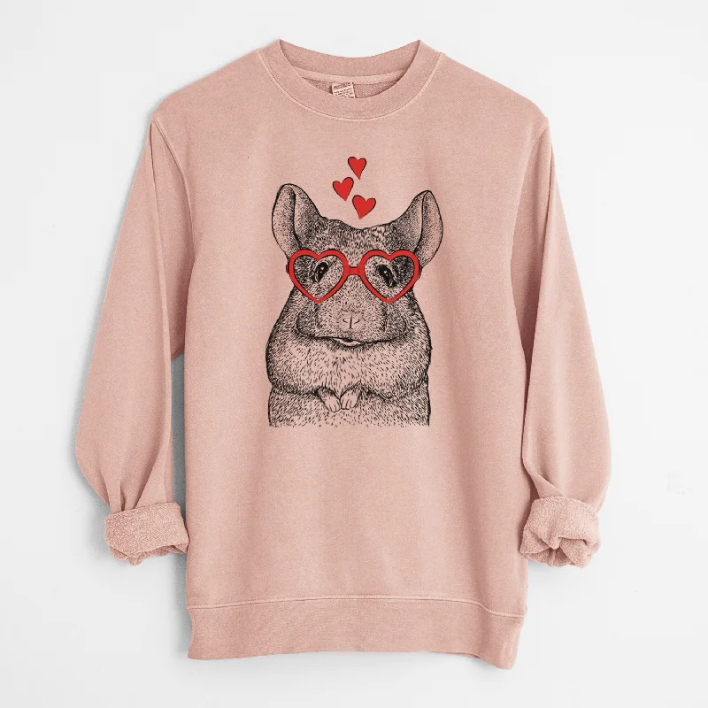 Crazy Savings Valentine Mojo the Chinchilla - Unisex Pigment Dyed Crew Sweatshirt