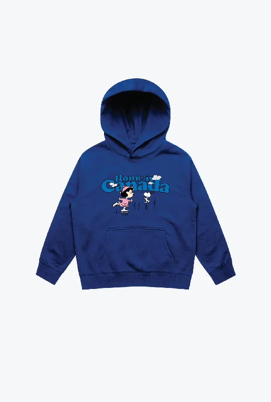 Discount Deals P/C x Peanuts Home is Canada Lucy Kids Hoodie - Royal