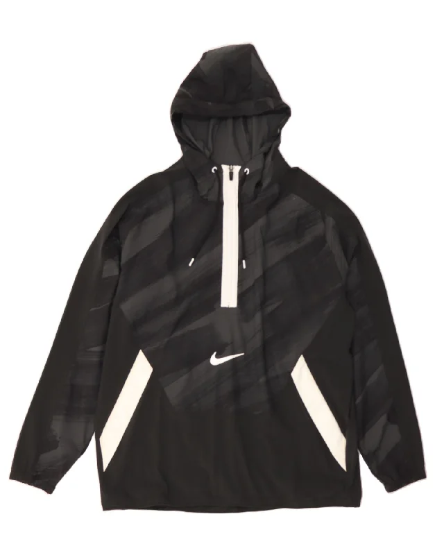 New Markdowns NIKE Mens Dri Fit Loose Fit Zip Neck Hoodie Jumper Medium Black Striped