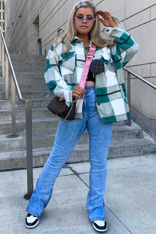 Hurry In windbreaker jacketGreen Check Oversized Shacket Shirt