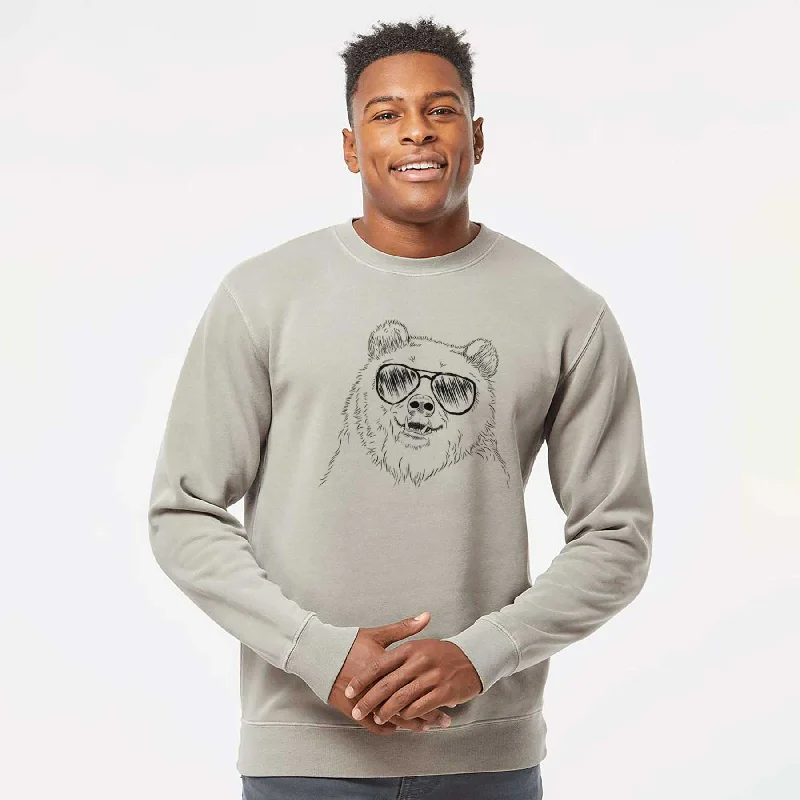 Price Buster Aviator Grizz the Bear - Unisex Pigment Dyed Crew Sweatshirt
