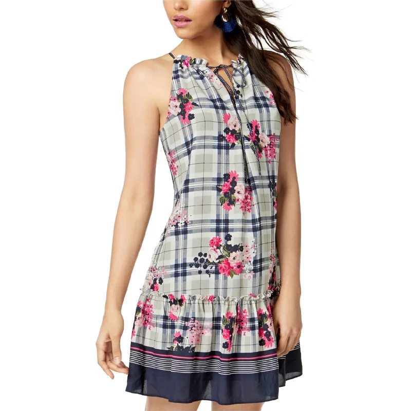 Don't Wait sleek dressmaison Jules Womens Ruffled Hem A-line Dress, Grey, Small