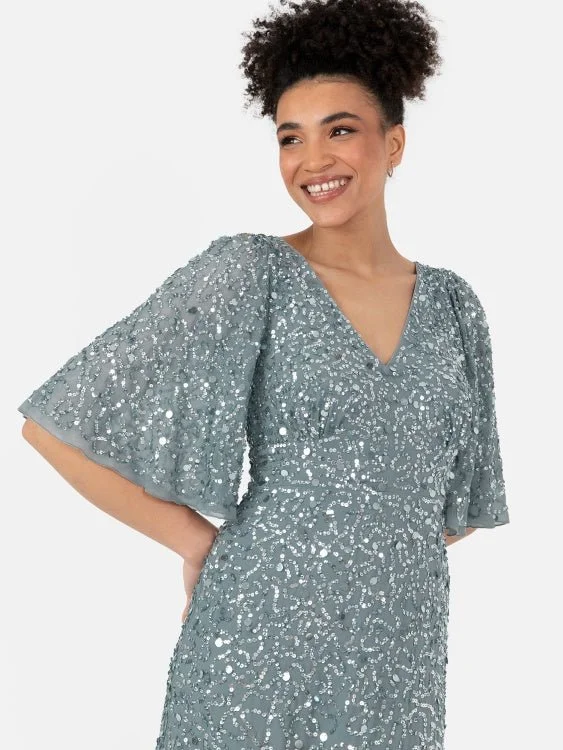 Crazy Deals casual summer dressMaya Misty Green Fully Embellished Angel Sleeve Maxi Dress Crazy Deals casual summer dressMaya Misty Green Fully Embellished Angel Sleeve Maxi Dress
