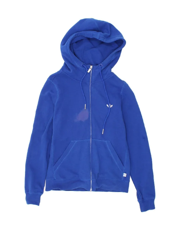 Exclusive Savings ADIDAS Womens Graphic Zip Hoodie Sweater UK 12 Medium  Blue Cotton