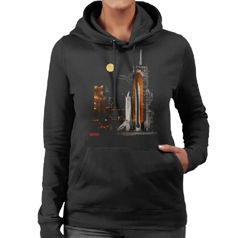 minimalist hoodieNASA STS 110 Discovery Shuttle At Launch Pad Women's Hooded Sweatshirt