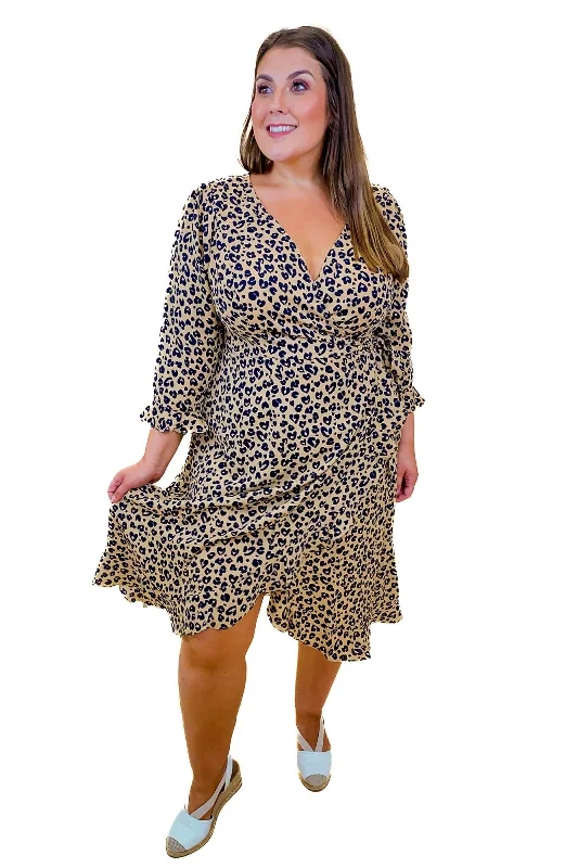 While Supplies Last ruffle dressAnimal Print Wrap Plus Size Midi Dress