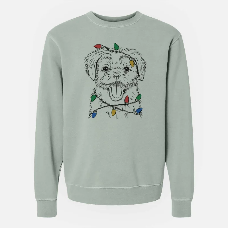 Clearance Items Christmas Lights Gizmo the Maltese - Unisex Pigment Dyed Crew Sweatshirt