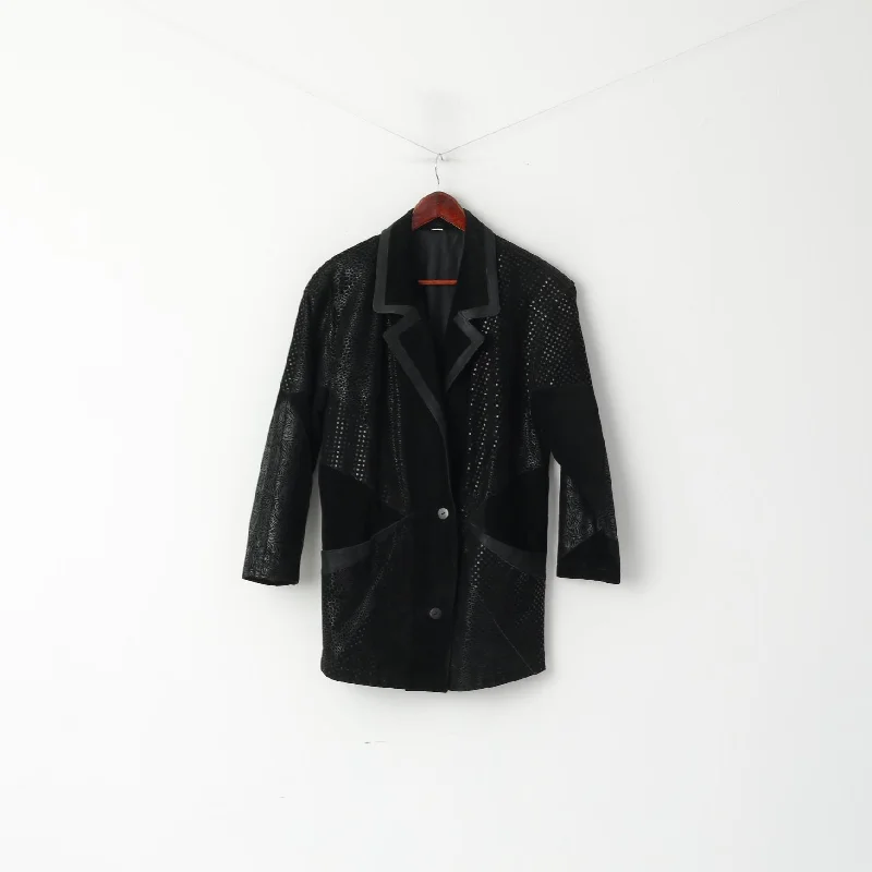 Blowout Deals classic jacketFair Lady Modell Women M Jacket Black Leather Vintage 90s Shiny Classic Top