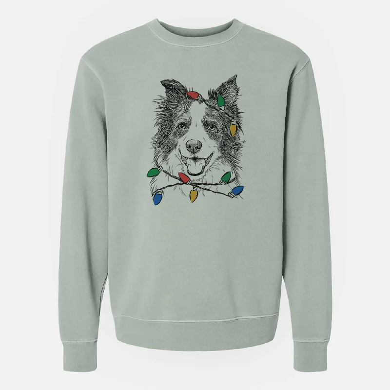 Savings Galore Christmas Lights Kylee the Border Collie - Unisex Pigment Dyed Crew Sweatshirt