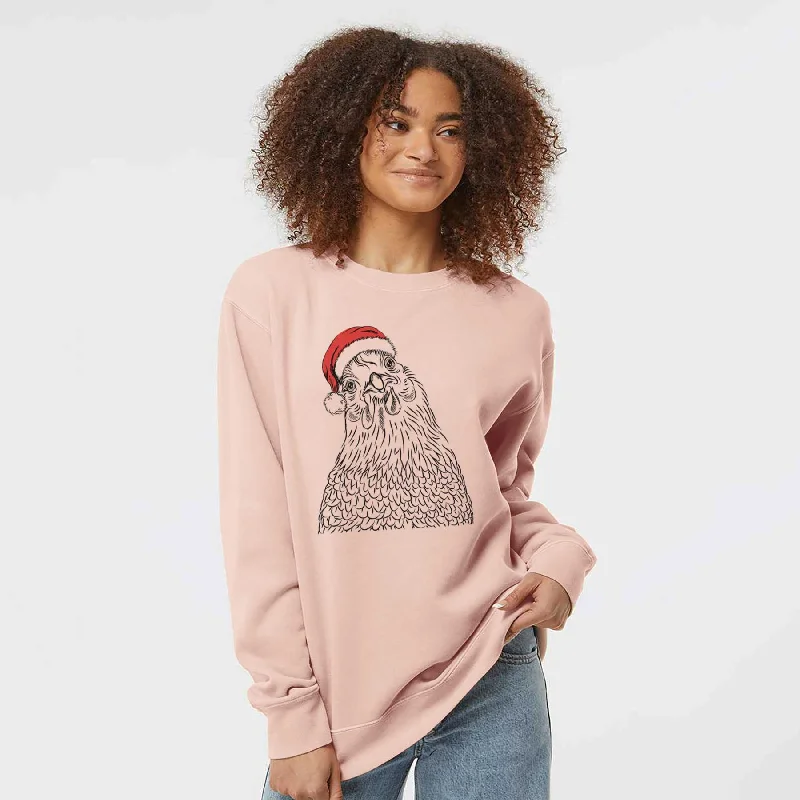 Final Sale Santa Henrietta the Chicken - Unisex Pigment Dyed Crew Sweatshirt